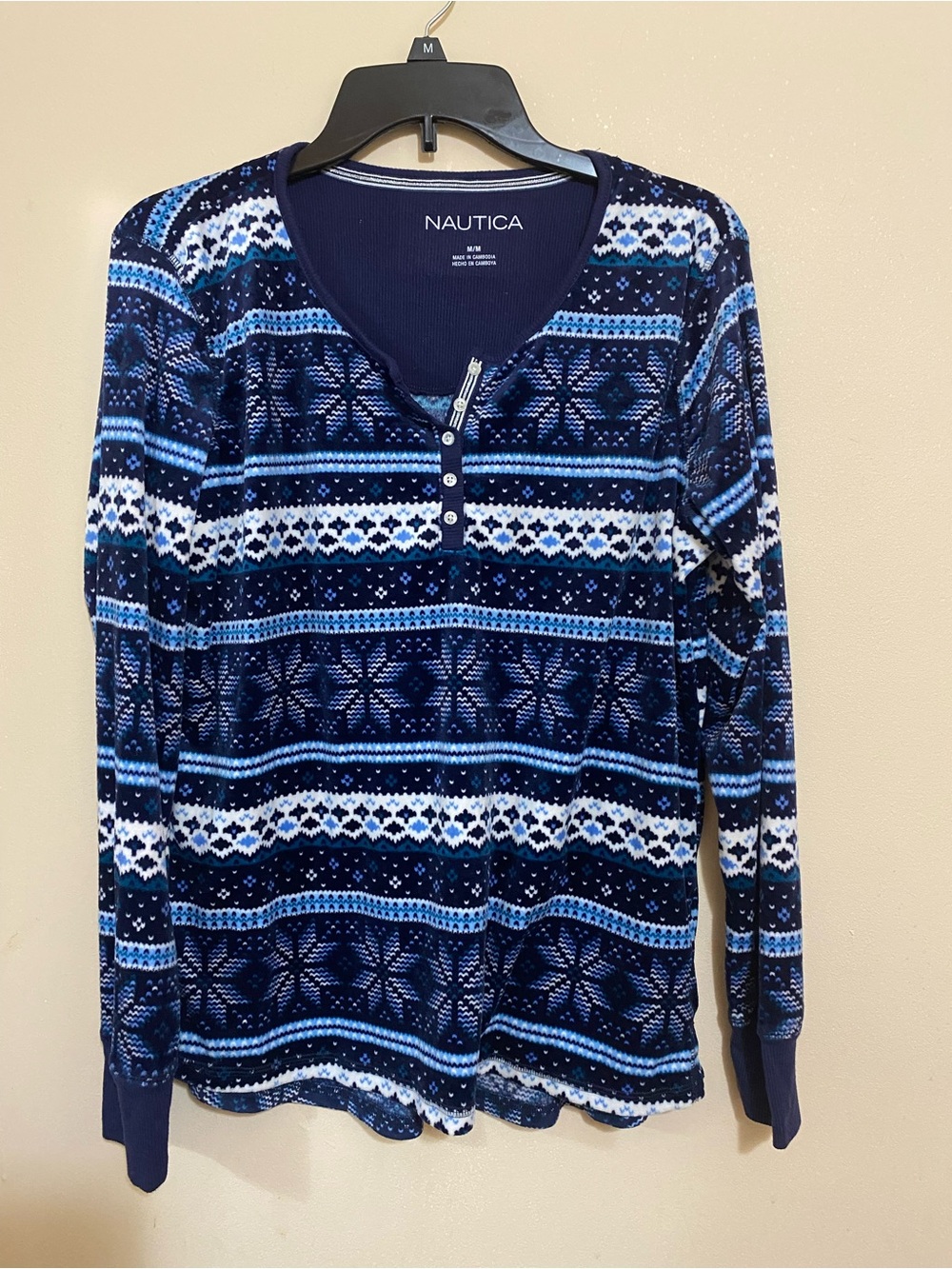Nautica Navy & Light Blue Fair Isle Long-Sleeve Henley
